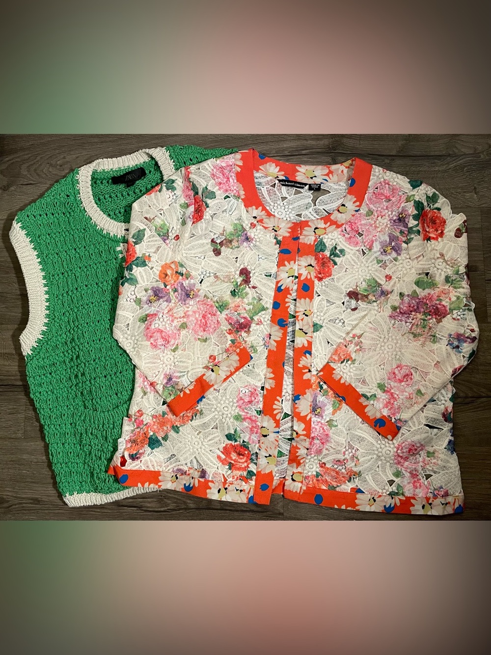 Beautiful Vintage Bundle! One Michael Simon Lace Jacket & One Green Knit Zara
